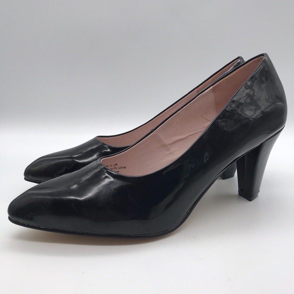 Bellini Black Patent Leather Mid Heel Pumps